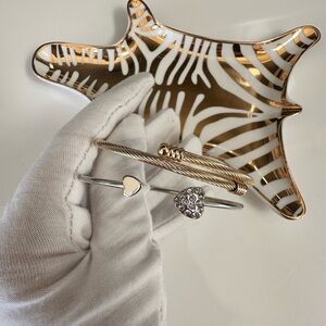 Gold tone bracelet and Silver Heart Bracelet set